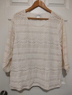 C.D. Daniels Cream Crochet Lace Tunic Top